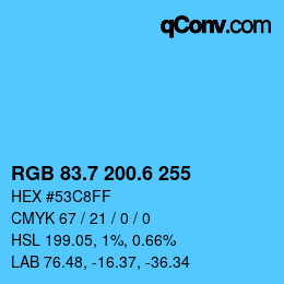 カラーコード: RGB 83.7 200.6 255 | qconv.com