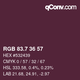 カラーコード: RGB 83.7 36 57 | qconv.com