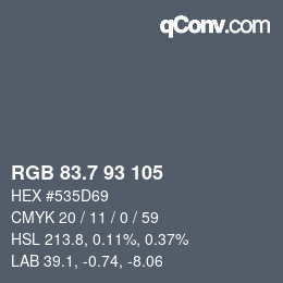 カラーコード: RGB 83.7 93 105 | qconv.com