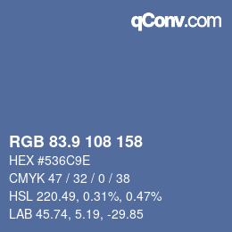 カラーコード: RGB 83.9 108 158 | qconv.com