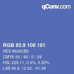 カラーコード: RGB 83.9 108 181 | qconv.com