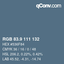 Color code: RGB 83.9 111 132 | qconv.com