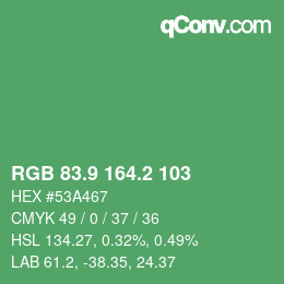 カラーコード: RGB 83.9 164.2 103 | qconv.com