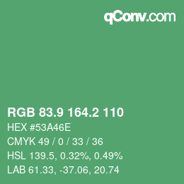 カラーコード: RGB 83.9 164.2 110 | qconv.com