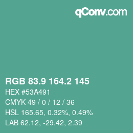 Color code: RGB 83.9 164.2 145 | qconv.com
