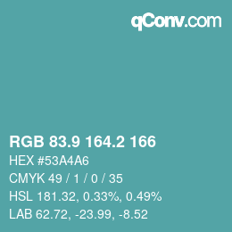 カラーコード: RGB 83.9 164.2 166 | qconv.com