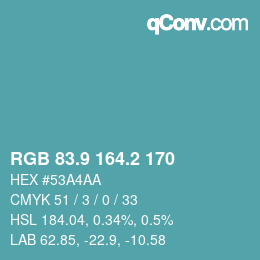 Color code: RGB 83.9 164.2 170 | qconv.com