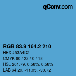 Color code: RGB 83.9 164.2 210 | qconv.com
