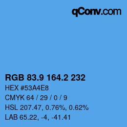 Color code: RGB 83.9 164.2 232 | qconv.com