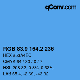 カラーコード: RGB 83.9 164.2 236 | qconv.com