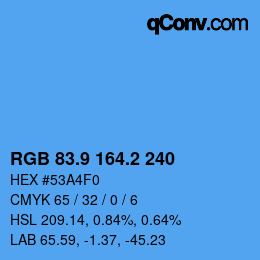 Color code: RGB 83.9 164.2 240 | qconv.com