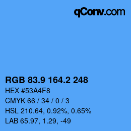 Color code: RGB 83.9 164.2 248 | qconv.com