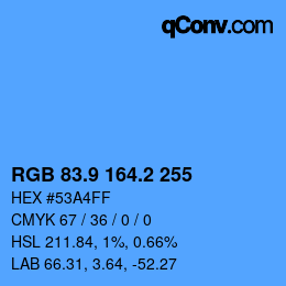 Color code: RGB 83.9 164.2 255 | qconv.com