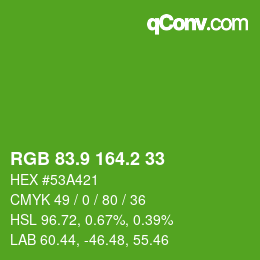 カラーコード: RGB 83.9 164.2 33 | qconv.com