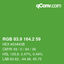 カラーコード: RGB 83.9 164.2 59 | qconv.com