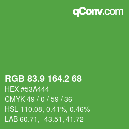 カラーコード: RGB 83.9 164.2 68 | qconv.com