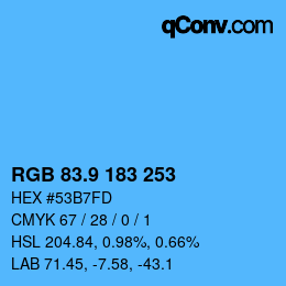 カラーコード: RGB 83.9 183 253 | qconv.com