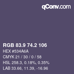 Color code: RGB 83.9 74.2 106 | qconv.com