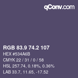 Color code: RGB 83.9 74.2 107 | qconv.com