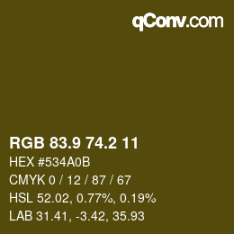 Color code: RGB 83.9 74.2 11 | qconv.com