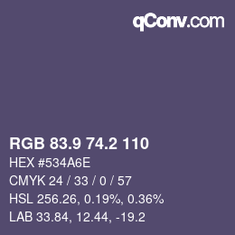 カラーコード: RGB 83.9 74.2 110 | qconv.com