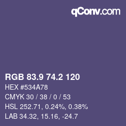 カラーコード: RGB 83.9 74.2 120 | qconv.com