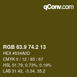 Color code: RGB 83.9 74.2 13 | qconv.com