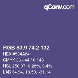 カラーコード: RGB 83.9 74.2 132 | qconv.com