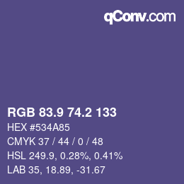 カラーコード: RGB 83.9 74.2 133 | qconv.com