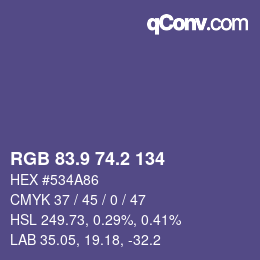 カラーコード: RGB 83.9 74.2 134 | qconv.com