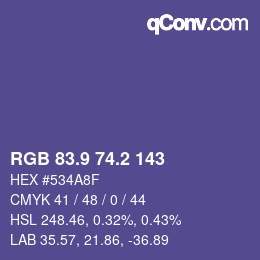 カラーコード: RGB 83.9 74.2 143 | qconv.com