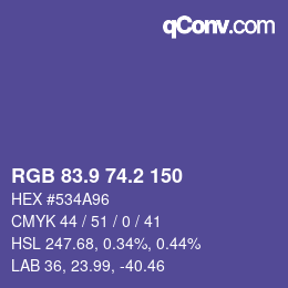 カラーコード: RGB 83.9 74.2 150 | qconv.com