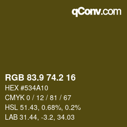 Farbcode: RGB 83.9 74.2 16 | qconv.com