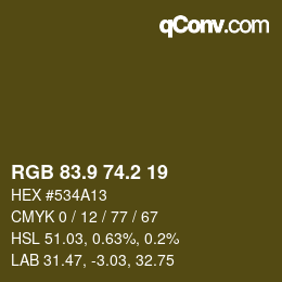 Color code: RGB 83.9 74.2 19 | qconv.com