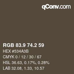 Color code: RGB 83.9 74.2 59 | qconv.com