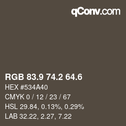 カラーコード: RGB 83.9 74.2 64.6 | qconv.com