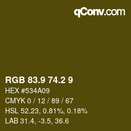 Color code: RGB 83.9 74.2 9 | qconv.com