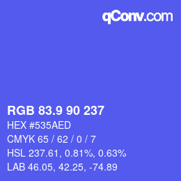 カラーコード: RGB 83.9 90 237 | qconv.com