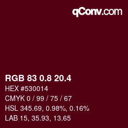 カラーコード: RGB 83 0.8 20.4 | qconv.com