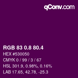 カラーコード: RGB 83 0.8 80.4 | qconv.com