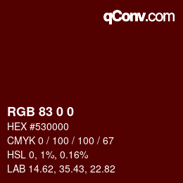 颜色代码: RGB 83 0 0 | qconv.com