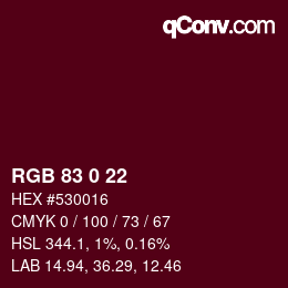 Color code: RGB 83 0 22 | qconv.com