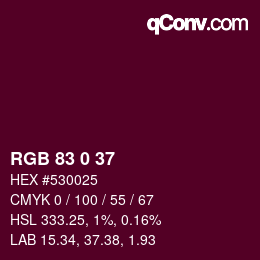 Code couleur: RGB 83 0 37 | qconv.com
