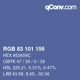 Farbcode: RGB 83 101 156 | qconv.com