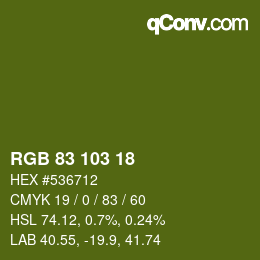 Color code: RGB 83 103 18 | qconv.com