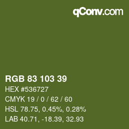 Color code: RGB 83 103 39 | qconv.com