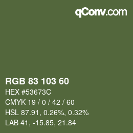カラーコード: RGB 83 103 60 | qconv.com