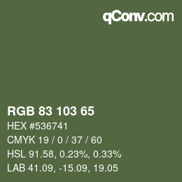 Color code: RGB 83 103 65 | qconv.com