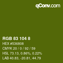 颜色代码: RGB 83 104 8 | qconv.com