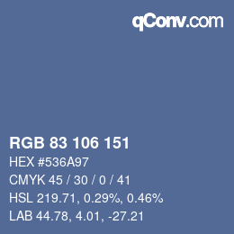 Farbcode: RGB 83 106 151 | qconv.com